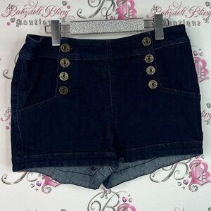 Express jeans shorts buttons nautical sailor Black High Waist Buttoned Shorts